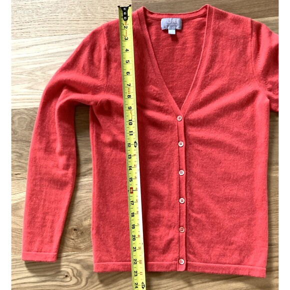 Pure Collection 100% Cashmere Coral V-Neck Cardigan 4 Old Money Luxury Capsule - Picture 9 of 10